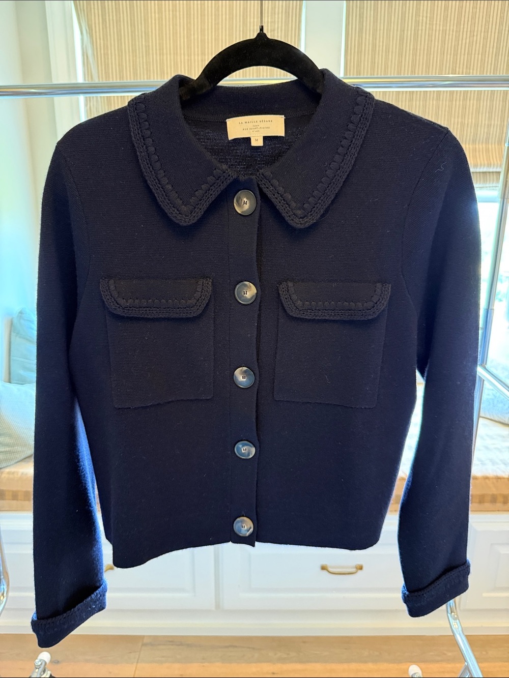 Sèzane  Collection Navy Knit Button-Front Blazer